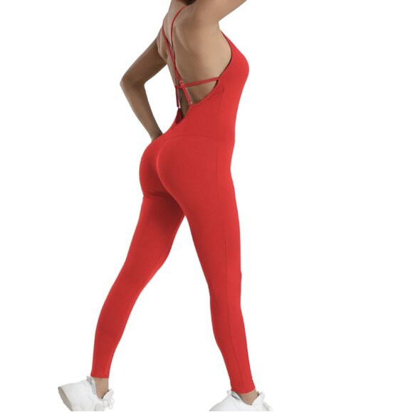 NWT- Slimming Coral Jumpsuit - Picture 1 of 2